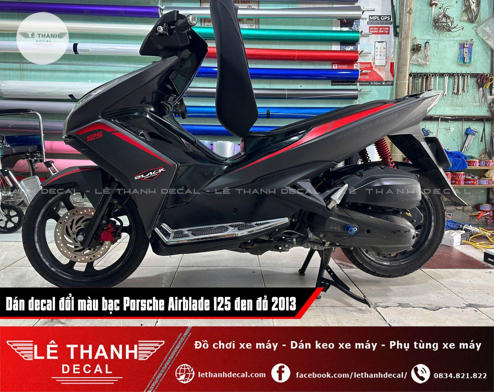 Dán decal đổi màu bạc Porsche Airblade 125 đen đỏ 2013